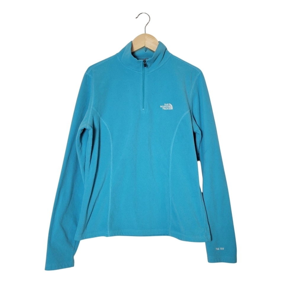 The North Face TKA Glacier Fleece 1/4 Zip Sweater M‎ Blue Teal Hiking Outdoor